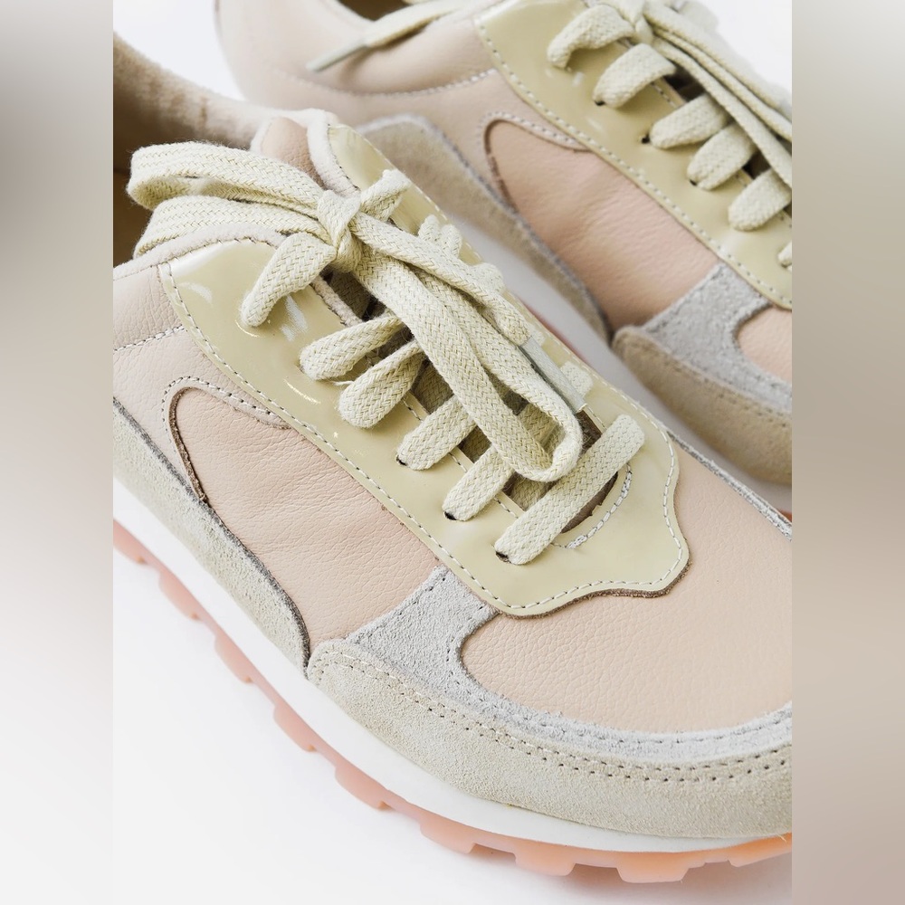 YOSI YS SAMRA Paige Sneaker in Taupe Leather Size 8